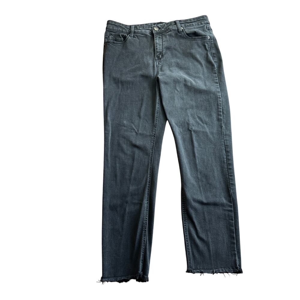 Kenneth Cole Jess, skinny jeans, frayed, black denim, size 14